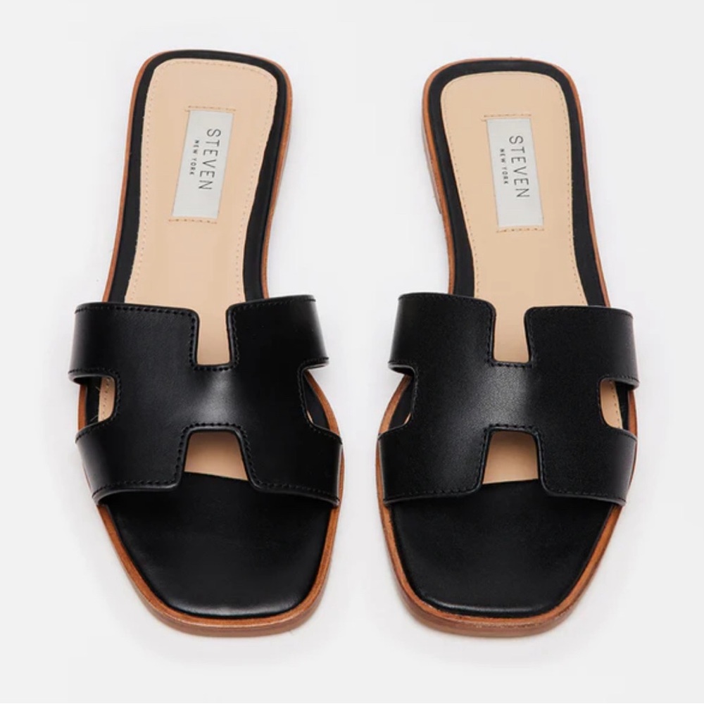 STEVEN NEW YORK Hadyn Black Leather Sandal (size 7.5)